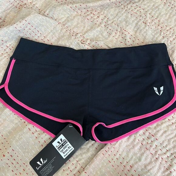 NWT Firm Abs Athletic Black/Pink Sports Shorts - Picture 1 of 4